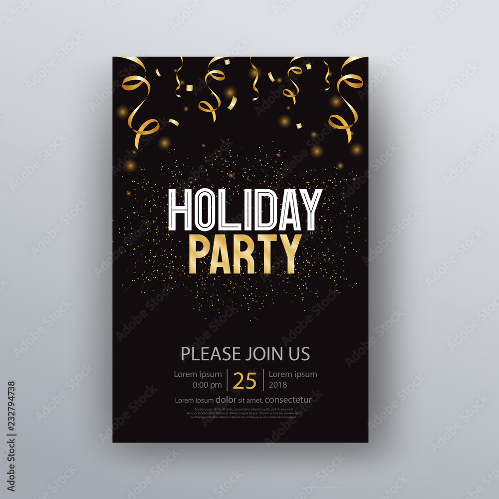 Vector illustration design for holiday party and happy new year party invitation flyer and greeting card template Vector illustration design for holiday party and happy new year party invitation flyer and greeting card template