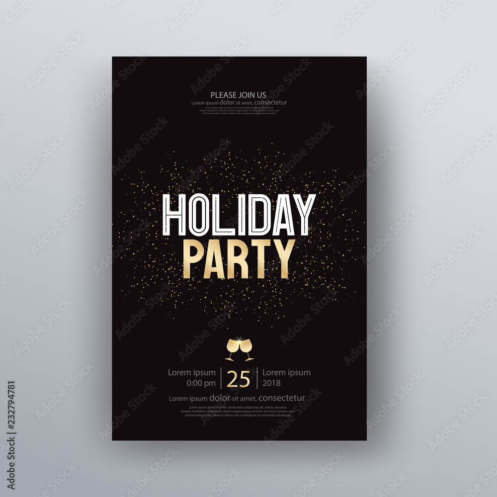 Vector illustration design for holiday party and happy new year party invitation flyer and greeting card template Vector illustration design for holiday party and happy new year party invitation flyer and greeting card template