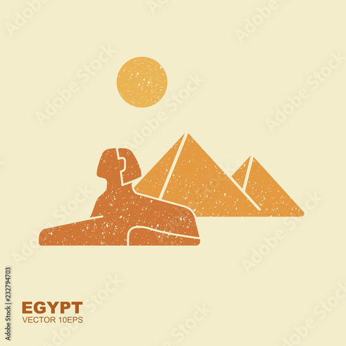 Egyptian pyramids and sphinx vector symbol icon design. Vector icon