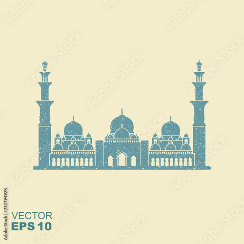 Flat design of Sheikh Zayed grand mosque Abu Dhabi illustration vector