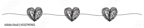 Banner with tangled grungy heart scribbles