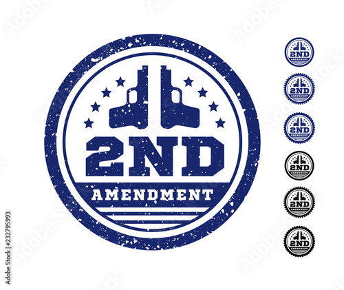 Second Amendment to the US Constitution on the authorization to bear arms. Stamp, seal. Vector illustration