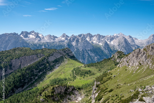 Misurina, Cadini mountains, Dolomites, province of Belluno, Veneto, Italy. The refuge Città di Carpi with Marmarole in the background
