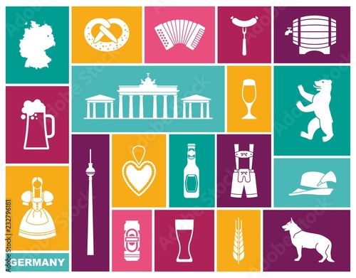 Traditional symbols of culture, architecture and cuisine of Germany
