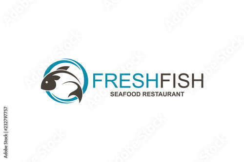 abstract fish icon for restaurant menu design isolated on white background