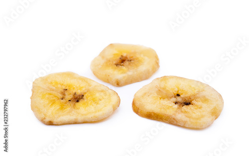 Dried sliced banana isolated on white background © george3973