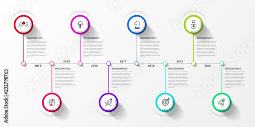 Infographic design template. Timeline concept with 8 steps