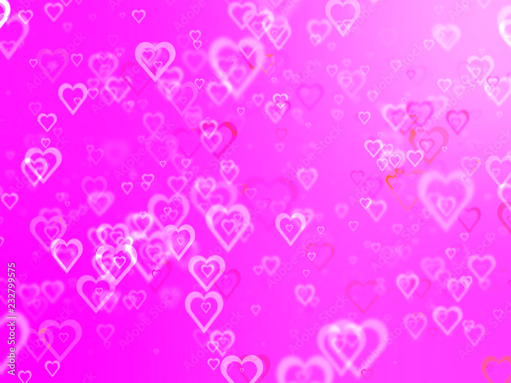 Romantic background with hearts on a pink background