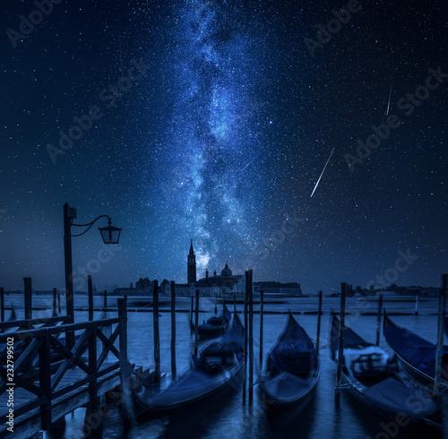 Milky way over Grand Canal in Venice, Italy