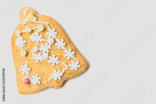 Yellow handmade biscuits on white background