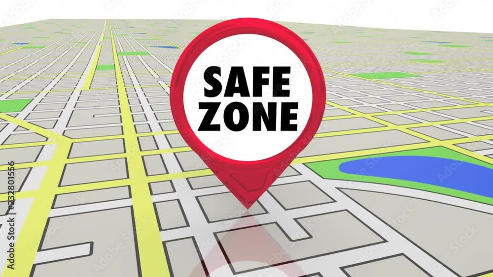 Safe Zone Danger Free Safety Location Map Pin 3d Animation Stock 비디오 ...