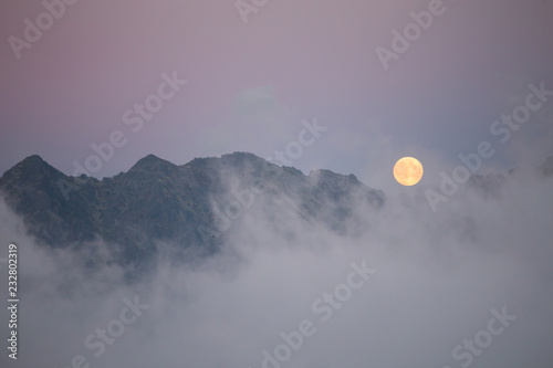Moon over the mountains, Tatry, Poland