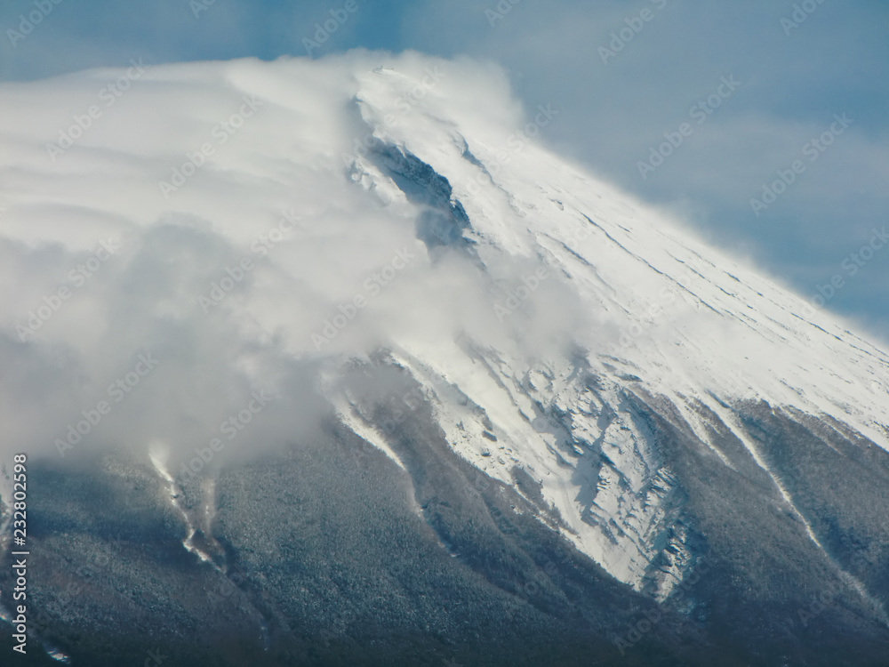 Mt. Fuji in snow storm