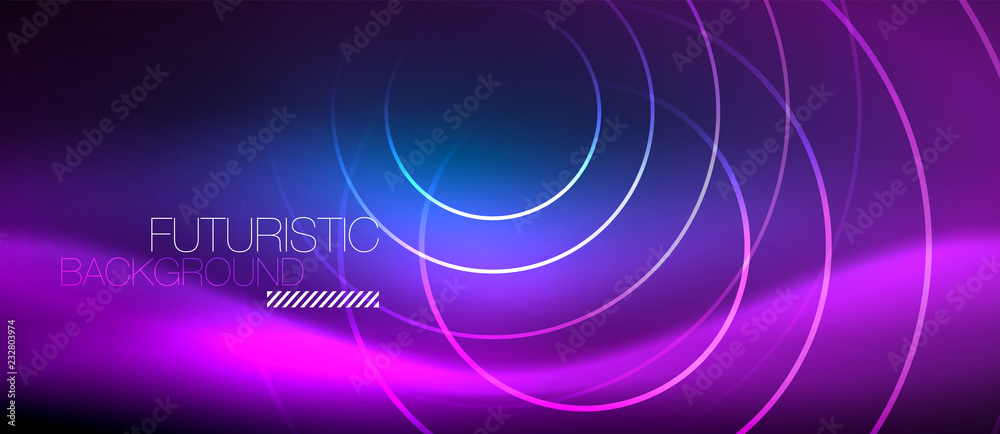 Neon glowing circles background