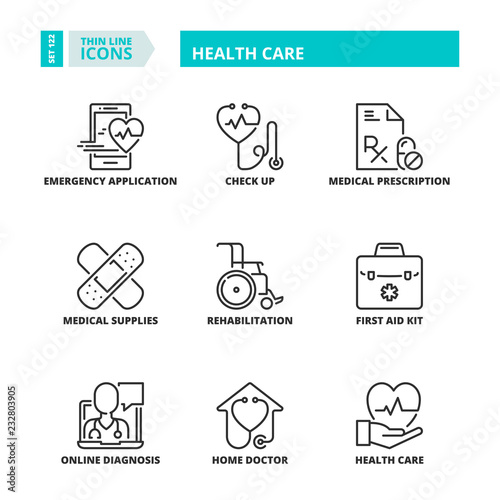 Thin line icons. Medicine. Health care