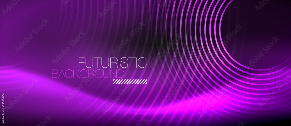 Dark abstract background with glowing neon circles Dark abstract background with glowing neon circles