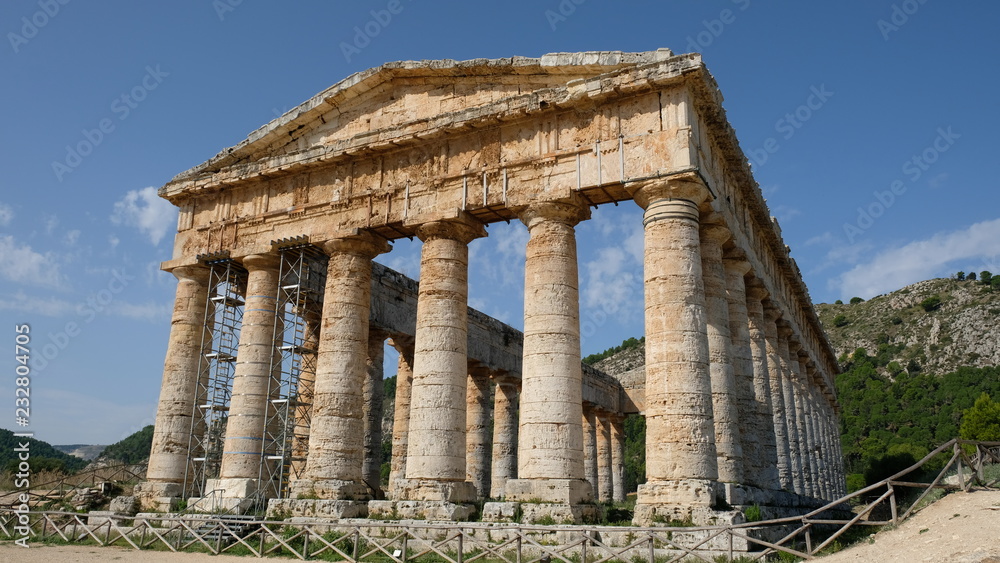Segesta, Province of Trapani, Sicily. Segesta is one of the best preserved and beautiful of all the Greek archaeological sites in the Mediterranean. This is a Doric temple, built before 430 BC.