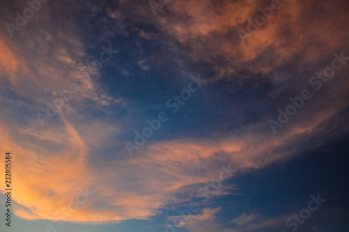 Fototapeta Naklejka Na Ścianę i Meble -  evening twilight sky in sunset time and soft blue and orange colors background nature wallpaper landscape 