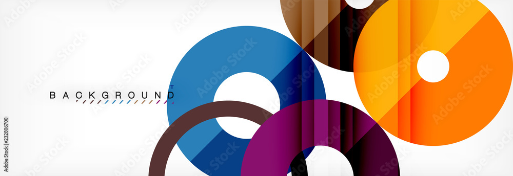 Colorful rings on grey background, modern geometric pattern design. Vector business or technology presentation design template, brochure or flyer pattern, or geometric web banner Colorful rings on grey background, modern geometric pattern design. Vector business or technology presentation design template, brochure or flyer pattern, or geometric web banner