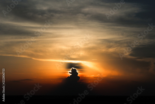 landscape view with clouds silhouette