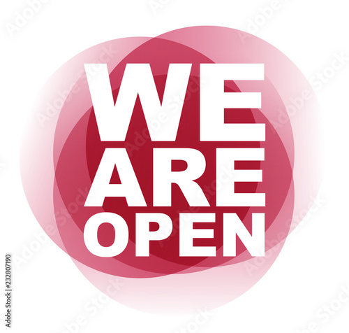 red vector banner we are open