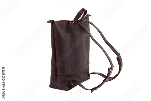 Leather bag on a white background, isolated. It can be used as a background