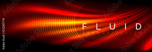 Neon glowing fluid wave lines, magic energy space light concept, abstract background wallpaper design