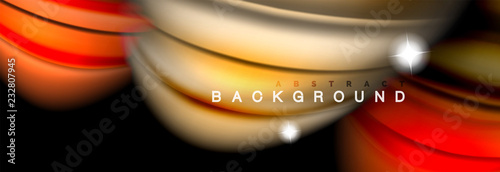 Mixing color waves on black, liquid flowing shapes