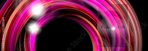 Mixing color waves on black, liquid flowing shapes