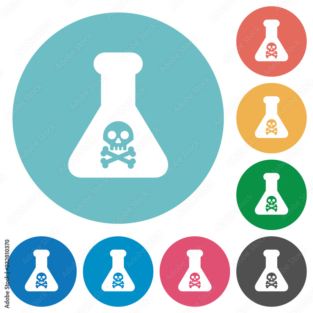 Dangerous chemical experiment flat round icons Dangerous chemical experiment flat round icons