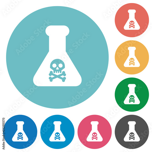 Dangerous chemical experiment flat round icons