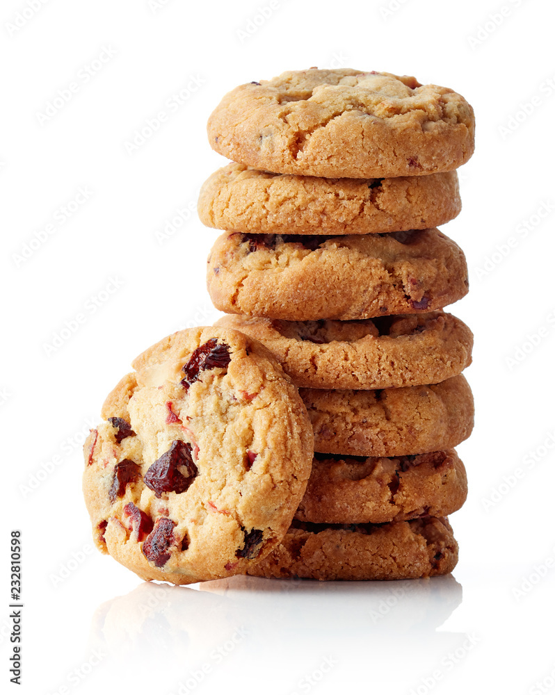 Pile of cookies isolated on white