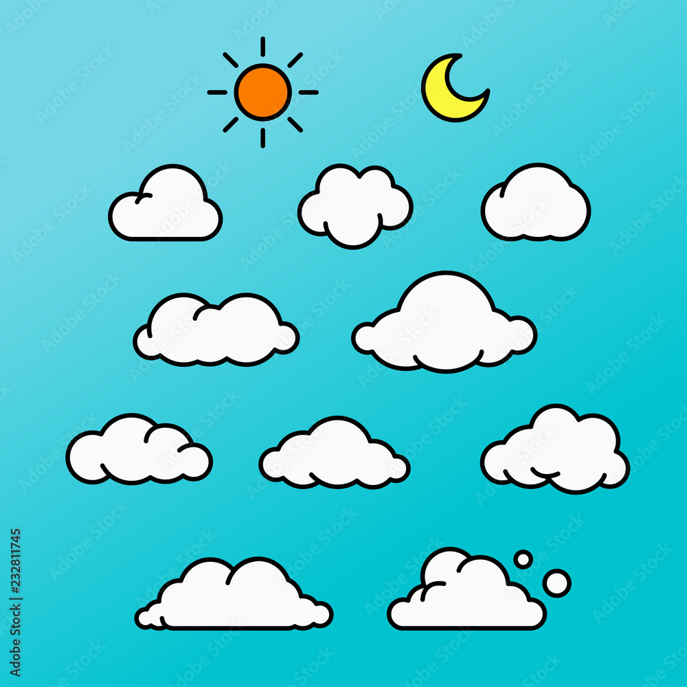 Cloud graphic icon collection set Cloud graphic icon collection set