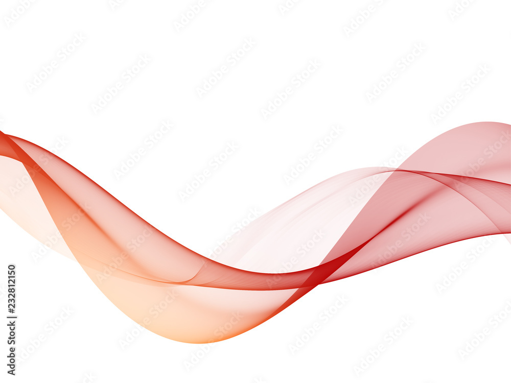 Abstract smooth color wave . Curve flow red motion illustration - obrazy, fototapety, plakaty 
