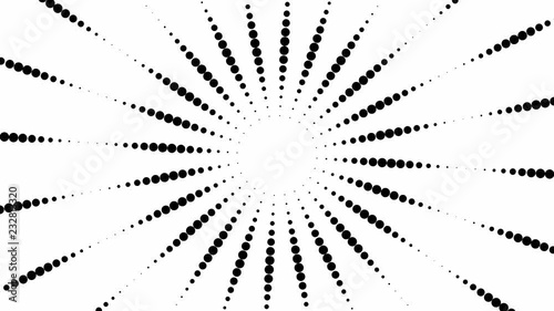 Abstract black and white animated dot work style sun. Seamless loop