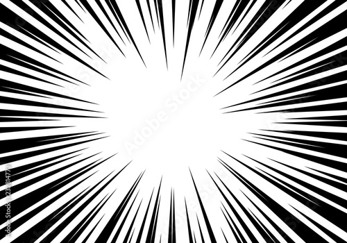 Radial zoom speed line black on white for comic background vector illustration.