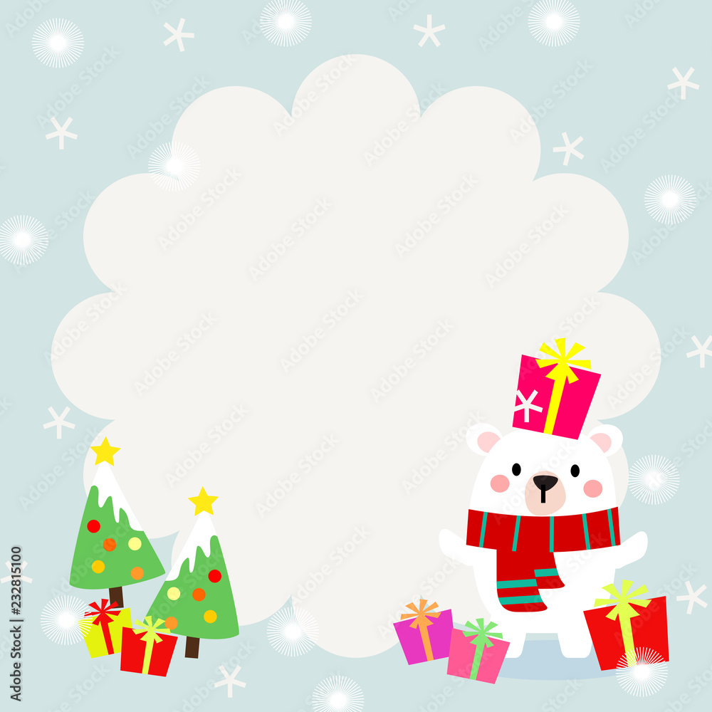 Cute polar bear and Christmas gifts background. Cute polar bear and Christmas gifts background.