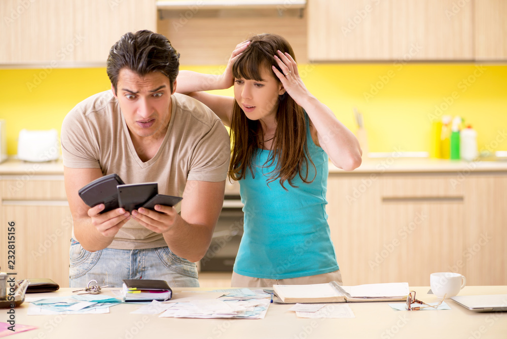 Young family struggling with personal finance Young family struggling with personal finance