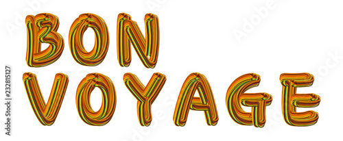 Bon Voyage - golden tetxt written on white background