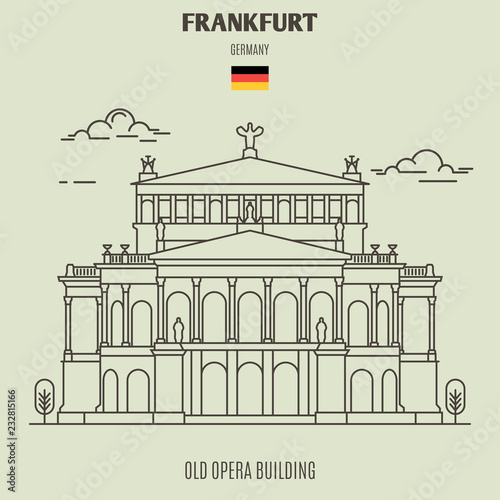 Old Opera building in Frankfurt, Germany. Landmark icon