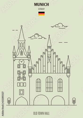 Old Town Hall in Munich, Germany. Landmark icon