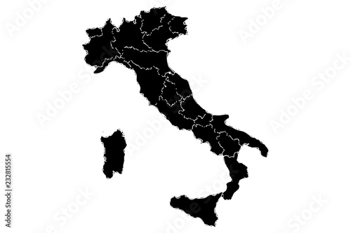 Mapa negro de Italia.