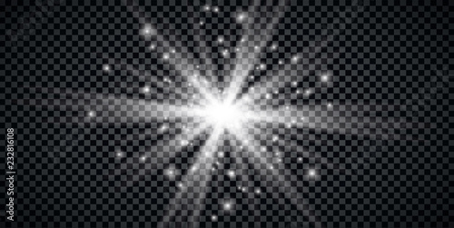 Glow light effect. Star burst with sparkles.Sun.