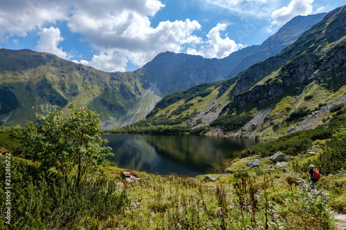 mountain lake in late summer in Slovakian Carpathian Tatra