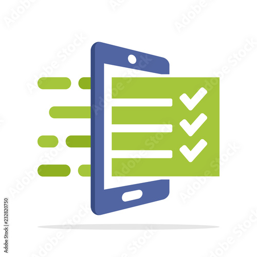 vector illustration icon with the concept of survey, evaluation, review services with a mobile application