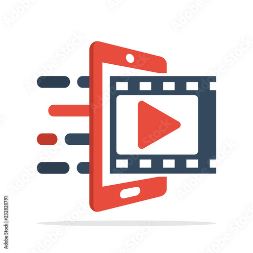 Vector illustration icon with the concept of accessing movie streaming services with a mobile application