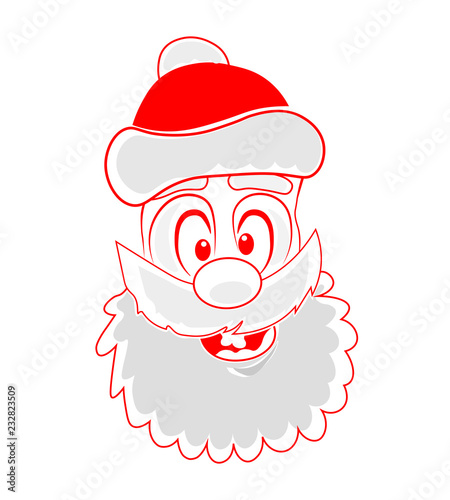 Christmas silhouette of a funny, funny Santa Claus face,