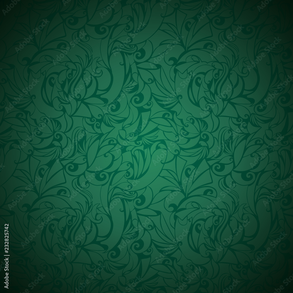 vintage green background with floral elements and darkening to the edges in  Gothic style. Royal texture, vector Eps 10 Stock Vector | Adobe Stock