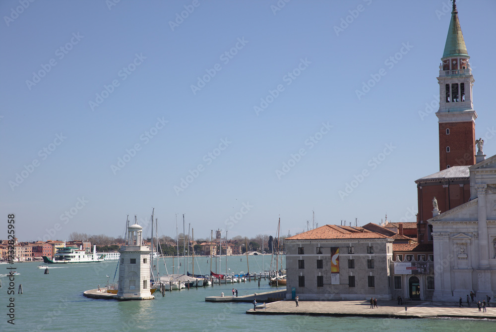 View from Venice car ferry of small harbour and San Giorgio 4236