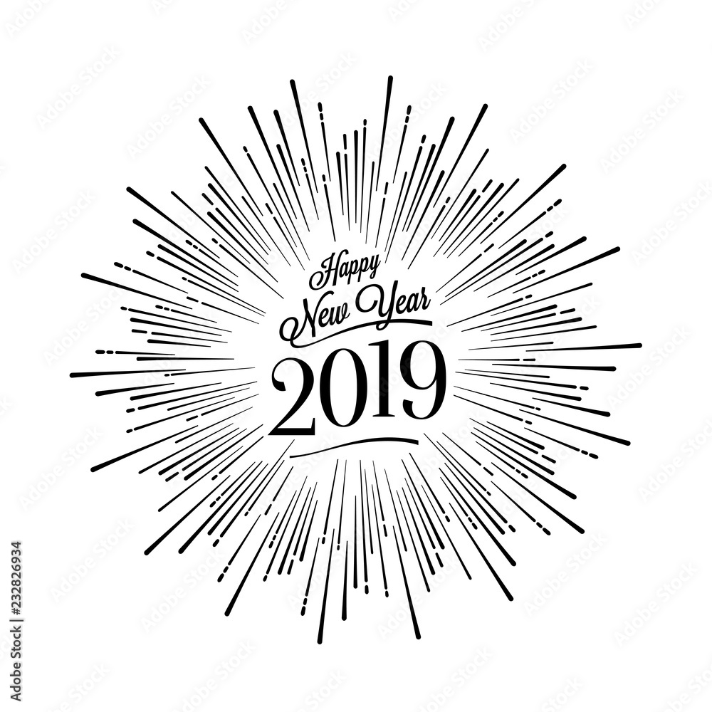 Happy New Year Starburst White. Vector illustration. Happy New Year Starburst White. Vector illustration.